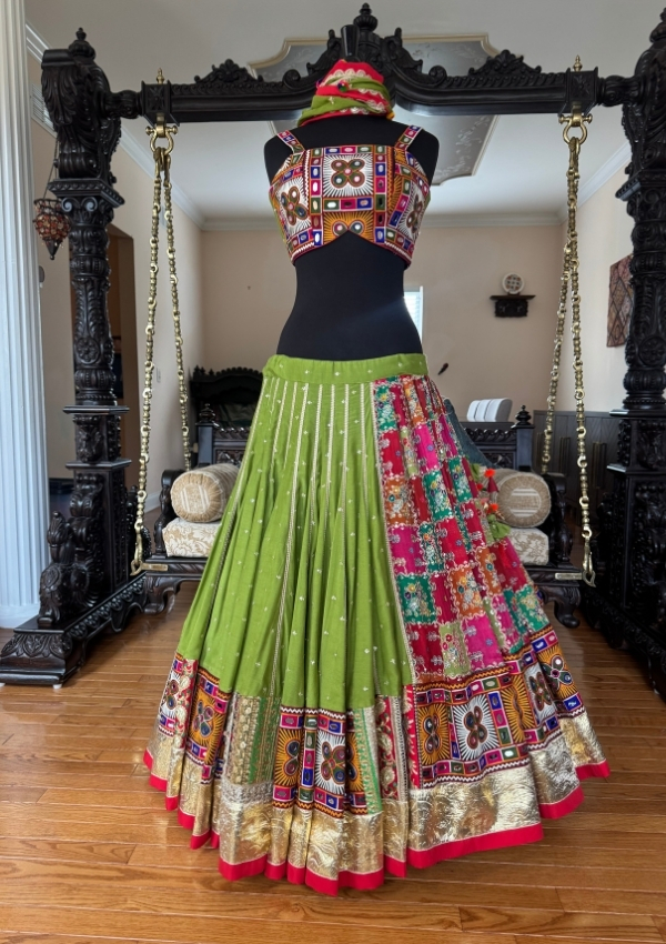 Mehndi Green Sequin Flare Chaniya